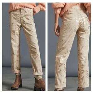 Pilcro By Anthropologie The Wanderer Utility Pants Cream Metallic 32